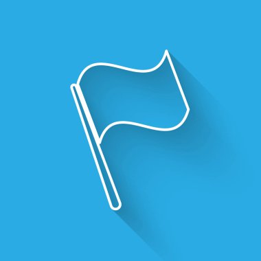 Beyaz Bayrak simgesi uzun gölge ile yalıtılmış. Vektör İllüstrasyonu