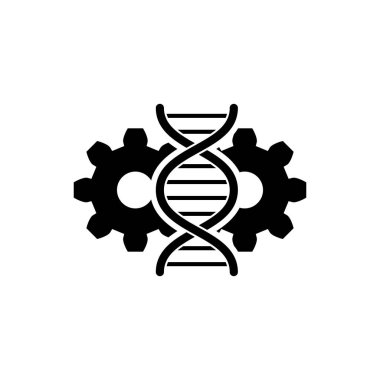 Siyah Gen düzenleme simgesi yalıtılmış. Genetik mühendisliği. DNA araştırması, araştırma. Vektör İllüstrasyonu