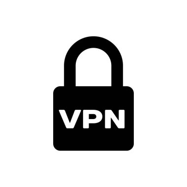 Black Lock Vpn simgesi yalıtılmış. Vektör İllüstrasyonu