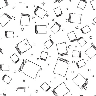 Siyah Sd kart simgesi beyaz arka plan üzerinde sorunsuz desen izole. Hafıza kartı. Bağdaştırıcı simgesi. Vektör İllüstrasyonu