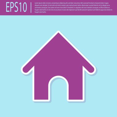 Retro mor Köpek ev simgesi turkuaz arka plan izole. Köpek kulübesi. Vektör İllüstrasyonu