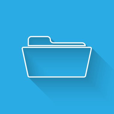 Uzun gölgeyle yalıtılmış Beyaz Klasör satırı simgesi. Vektör İllüstrasyonu