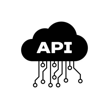 Black Cloud api arabirim simgesi yalıtılmış. Uygulama programlama arayüzü Api teknolojisi. Yazılım entegrasyonu. Vektör İllüstrasyonu