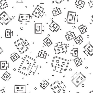 Black Dead monitör simgesi beyaz arka plan üzerinde sorunsuz desen izole. Ölü emoji ile pc gibi 404 hata. Pc sisteminde ölümcül hata. Vektör İllüstrasyonu