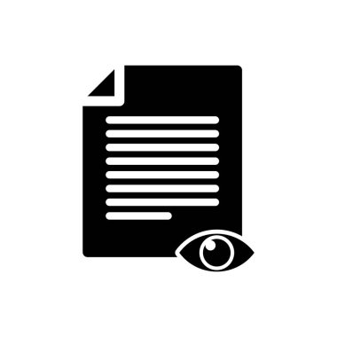 Göz simgesi izole edilmiş Siyah Kağıt sayfası. Bilgi dosyası işaretini açın. Vektör İllüstrasyonu