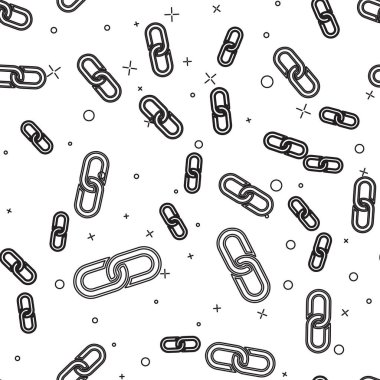 Siyah Zincir bağlantı simgesi beyaz arka plan üzerinde sorunsuz desen izole. Bağlantı tek. Vektör İllüstrasyonu