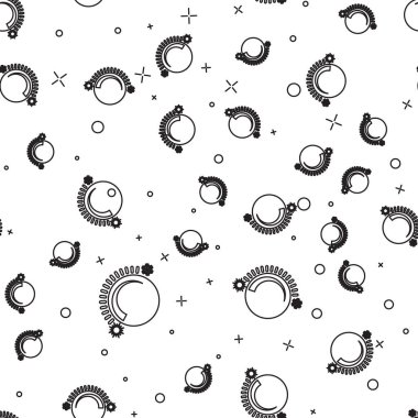 Siyah Termostat çizgi simgesi beyaz arka plan üzerinde sorunsuz desen izole. Sıcaklık kontrolü. Vektör İllüstrasyonu