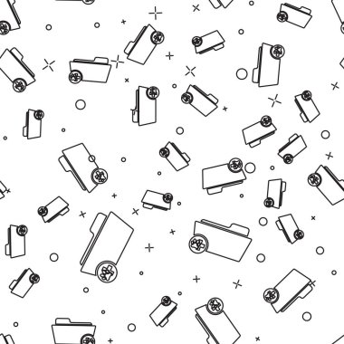 Siyah Tıbbi veteriner kayıt klasörü simgesi beyaz arka plan üzerinde sorunsuz desen izole. Köpek ya da kedi pençesi izi. Evcil hayvan için belge. Hasta dosya simgesi. Vektör İllüstrasyonu