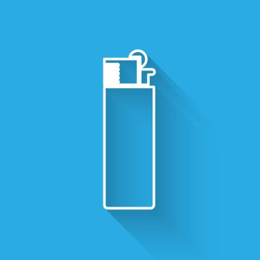 Uzun gölgeile yalıtılmış Beyaz Çakmak simgesi. Vektör İllüstrasyonu