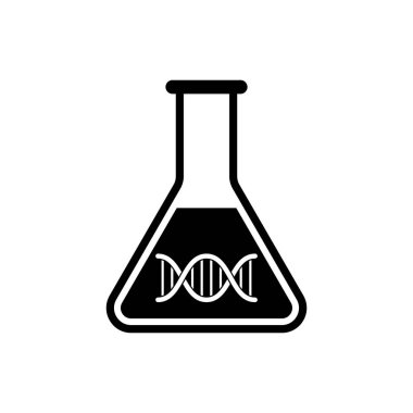Siyah DNA araştırması, arama simgesi izole edilmiş. Genetik mühendisliği, genetik testi, klonlama, babalık testi. Vektör İllüstrasyonu