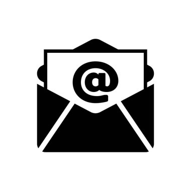 Beyaz arka planda yalıtılmış Black Mail ve e-posta simgesi. Zarf sembolü e-posta. E-posta ileti işareti. Vektör İllüstrasyonu