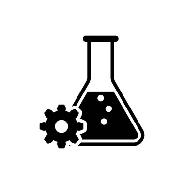 Siyah Biyomühendislik simgesi izole. Genetik ve biyomühendislik simgesinin unsuru. Biyoloji, molekül, kimyasal ikon. Vektör İllüstrasyonu