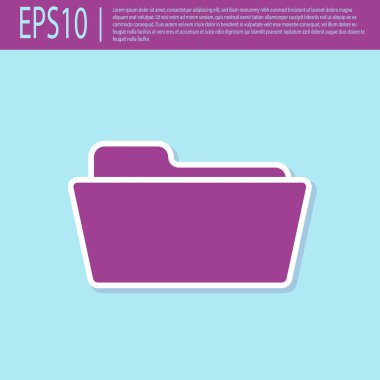 Retro mor Klasör simgesi turkuaz arka planda yalıtılmış. Düz tasarım. Vektör İllüstrasyonu