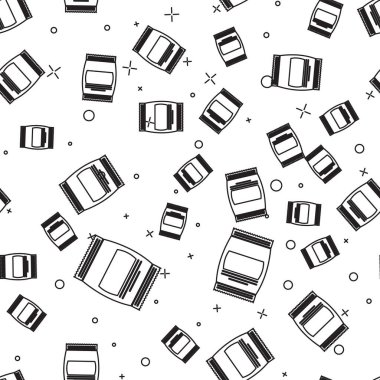 Beyaz arka plan üzerinde gıda simgesi izole dikişsiz desen Siyah Çanta. Hayvanlar için yiyecek. Evcil hayvan yiyecek paketi. Vektör İllüstrasyonu