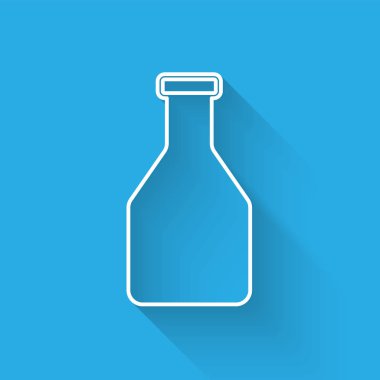 Beyaz Ketçap şişe serisi simgesi uzun gölge ile izole. Vektör İllüstrasyonu