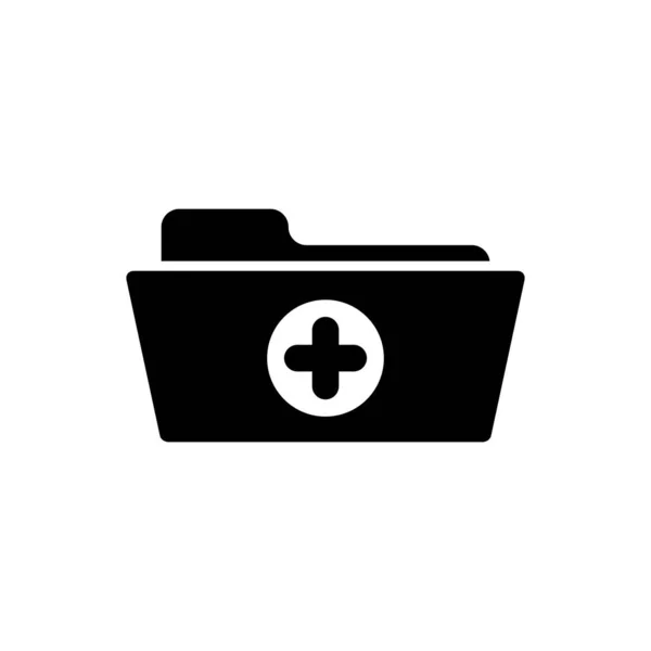 Svart medicinsk hälsa rekord mapp för hälso-ikonen isolerad. Patientens fil ikon. Sjukdomshistoria symbol. Vektor illustration — Stock vektor