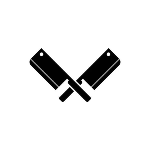 Black Crossed icono picador de carne aislado sobre fondo blanco. Cuchillo de cocina para carne. Cuchillo de carnicero. Ilustración vectorial — Archivo Imágenes Vectoriales