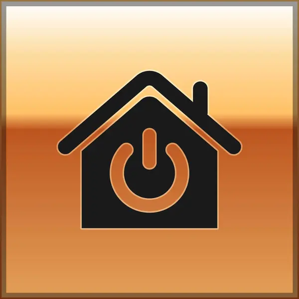 Icono de casa inteligente negro aislado sobre fondo dorado. Control remoto. Ilustración vectorial — Vector de stock