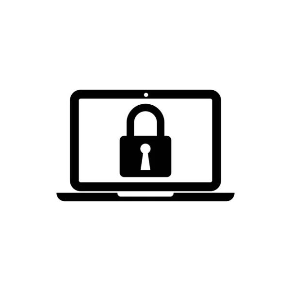 Black Laptop and lock icon isolated. Computer and padlock. Security, safety, protection concept. Safe internetwork. Vector Illustration — Stock Vector
