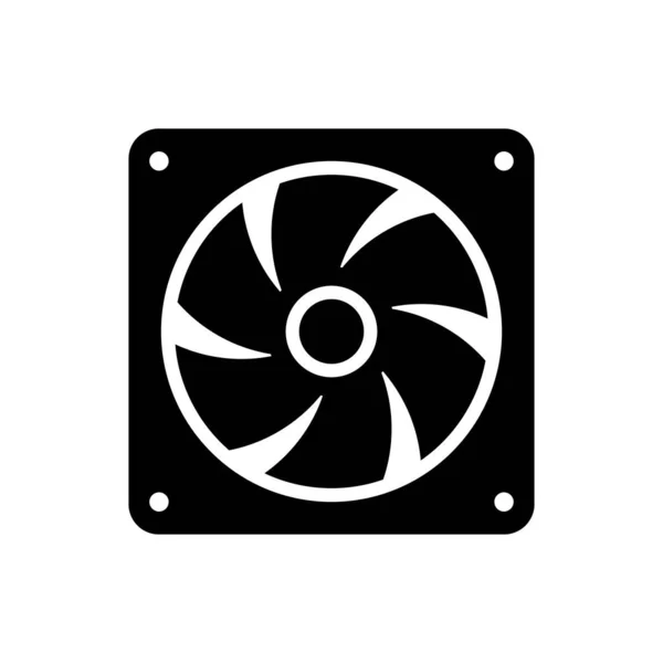 Siyah Bilgisayar soğutucu simgesi beyaz arka plan üzerinde izole. Pc donanım fan. Vektör İllüstrasyonu — Stok Vektör