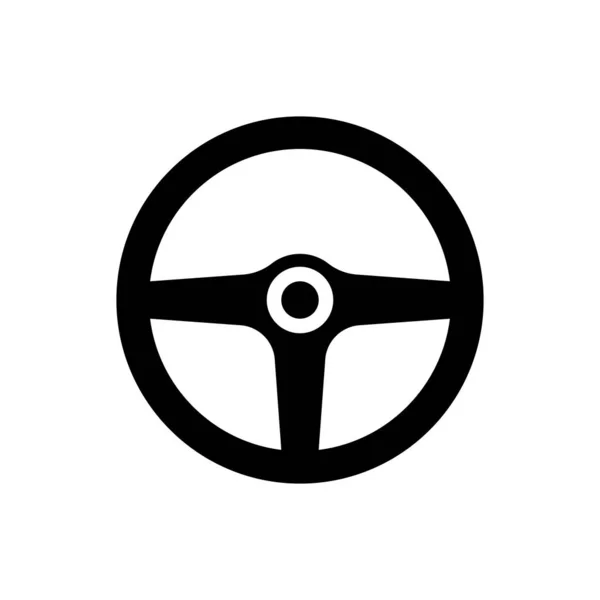Schwarzes Lenkrad-Symbol isoliert auf weißem Hintergrund. Autorad-Ikone. Vektorillustration — Stockvektor