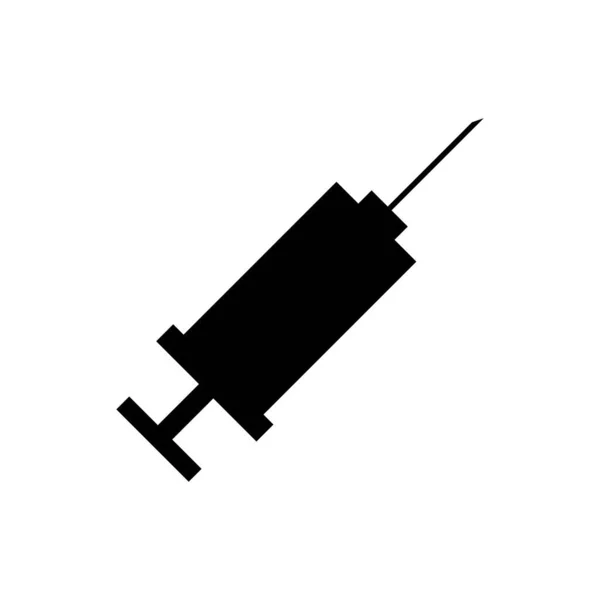 Icona della siringa nera isolata. Siringa per vaccino, vaccinazione, iniezione, iniezione influenzale. Attrezzature mediche. Illustrazione vettoriale — Vettoriale Stock