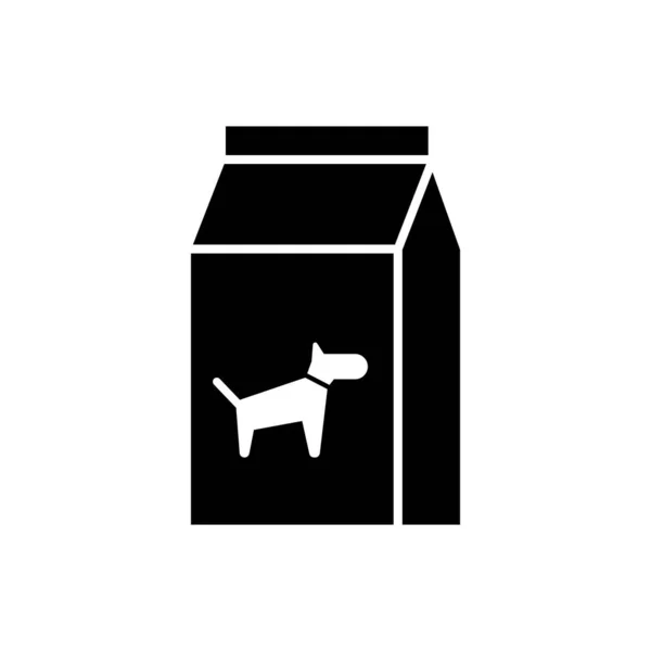 Sac de nourriture noir pour chien icône isolé. Nourriture pour animaux. Paquet de nourriture pour animaux. Illustration vectorielle — Image vectorielle