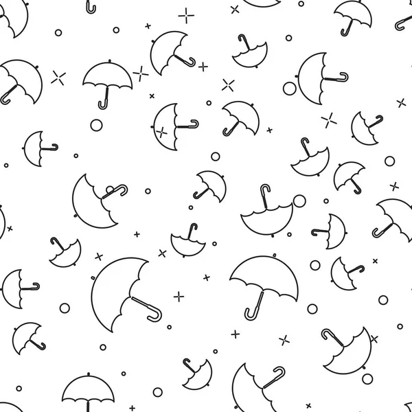 Schwarzes Regenschirm-Symbol isoliert nahtlose Muster auf weißem Hintergrund. Vektorillustration — Stockvektor