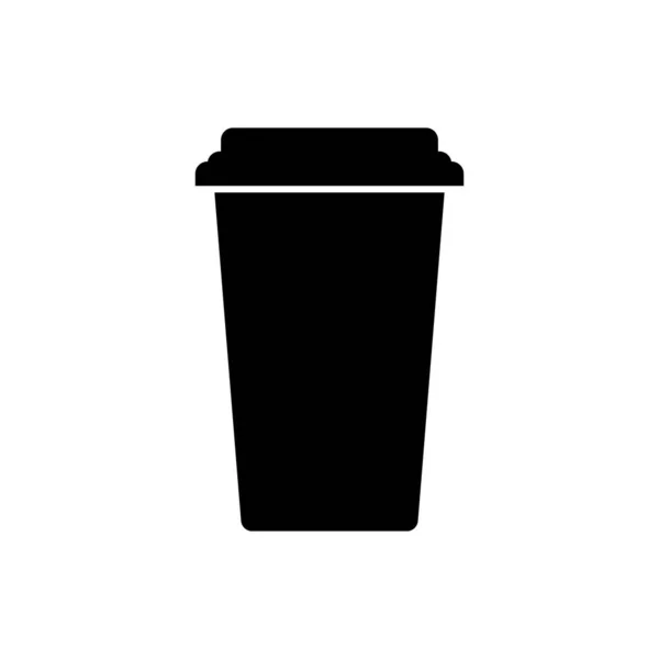 Черный кофе Кубок значок изолирован на белом фоне. Одноразовая чашка кофе с горячим кофе. Векторная миграция — стоковый вектор