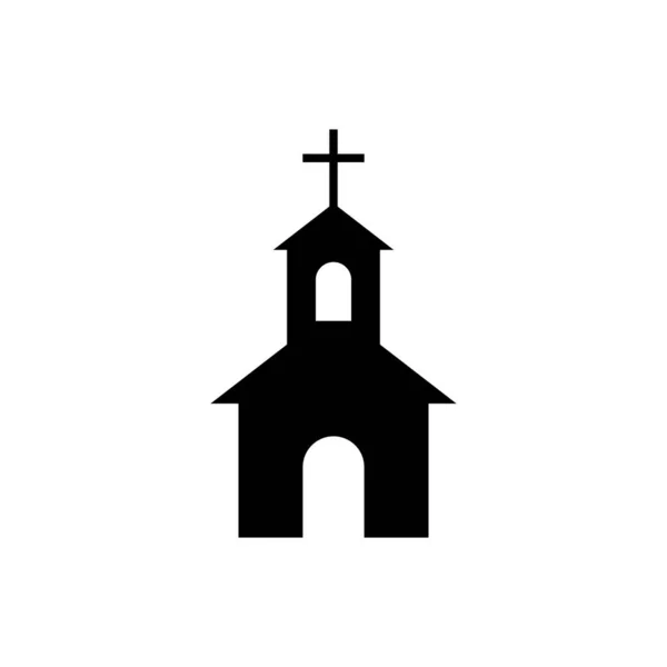 Schwarze Ikone des Kirchenbaus isoliert auf weißem Hintergrund. Christliche Kirche. Religion der Kirche. Vektorillustration — Stockvektor