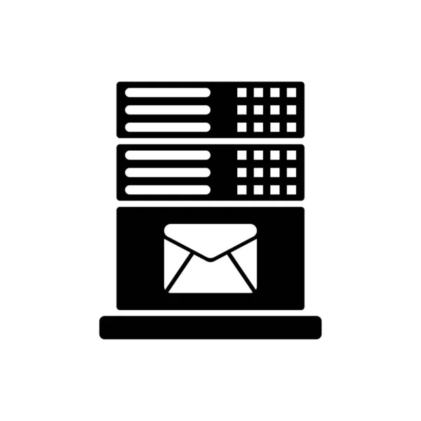 Zwarte mail server pictogram geïsoleerd op witte achtergrond. Vector illustratie — Stockvector