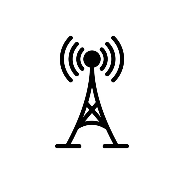 Icône d'antenne noire isolée sur fond blanc. Antenne radio sans fil. Technologie et antenne radio de signal réseau. Illustration vectorielle — Image vectorielle