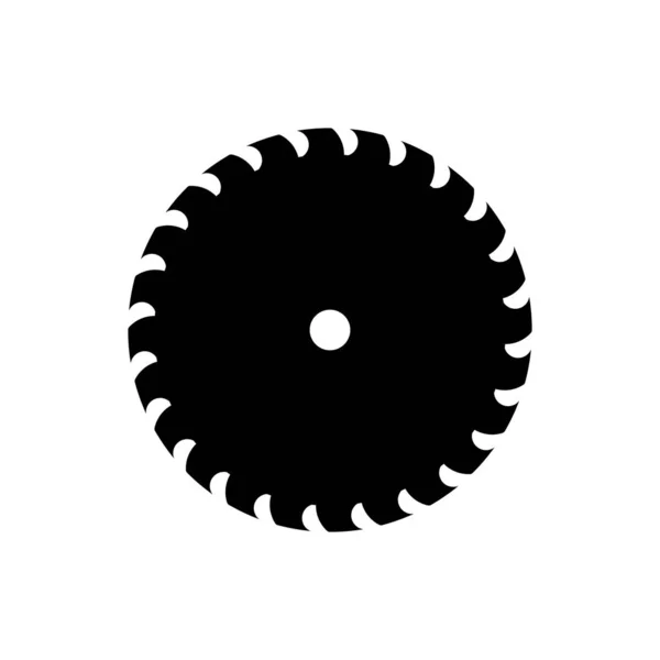 Icono de hoja de sierra circular negra aislado sobre fondo blanco. Rueda de sierra. Ilustración vectorial — Vector de stock