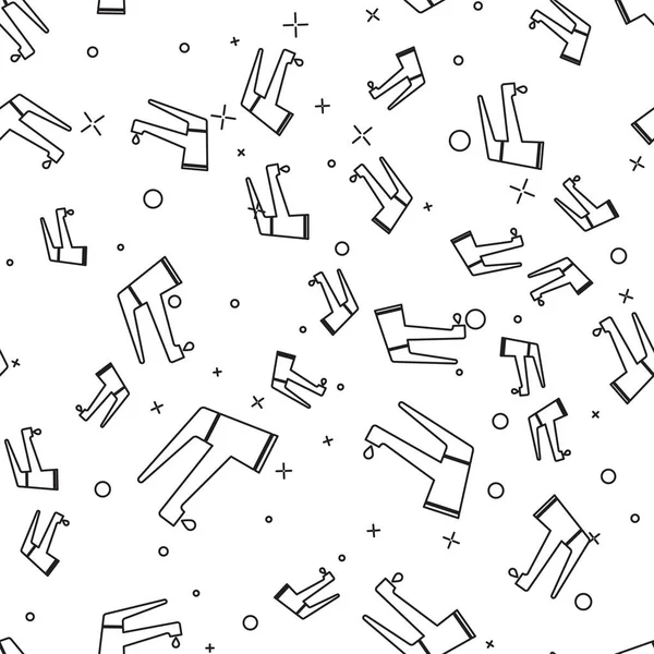 Düşen su damlası simgesi beyaz arka plan üzerinde izole dikişsiz desen ile Siyah Su musluk. Vektör İllüstrasyonu