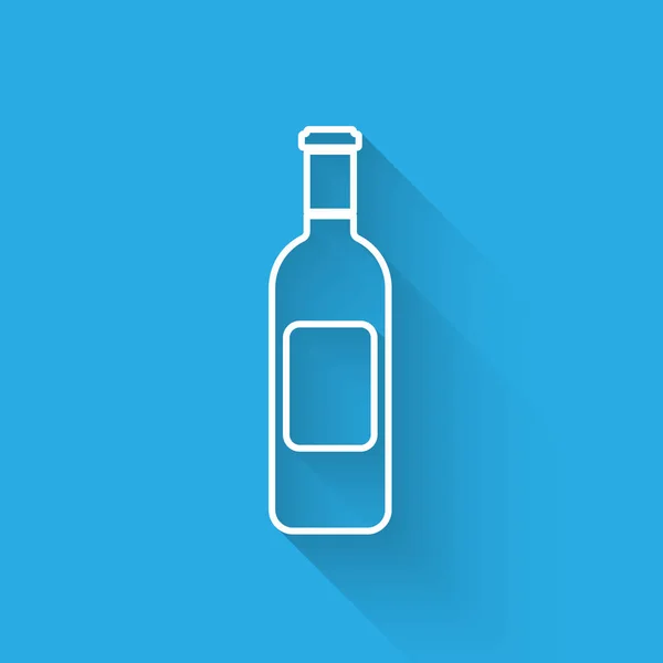 Witte fles wijn pictogram geïsoleerd met lange schaduw. Vector illustratie — Stockvector