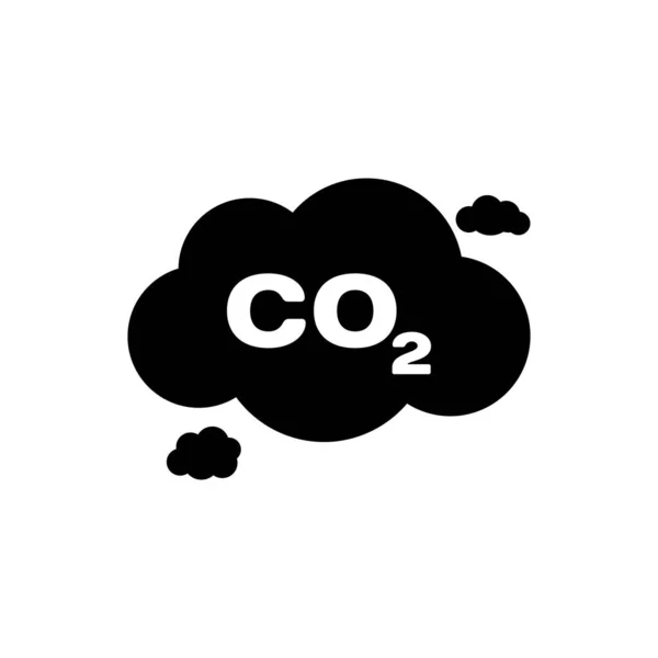 Černé emise CO2 v ikoně mraků izolovány. Symbol kysličníku uhličitého, koncepce znečištění kouře, koncepce životního prostředí. Vektorová ilustrace — Stockový vektor