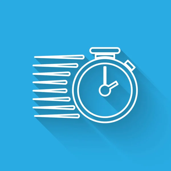 Witte stopwatch icoon geïsoleerd met lange schaduw. Tijd timer teken. Vector illustratie — Stockvector