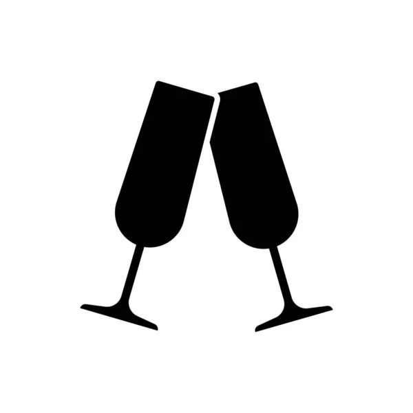 Černé brýle na šampaňském, izolované na bílém pozadí. Vektorová ilustrace — Stockový vektor