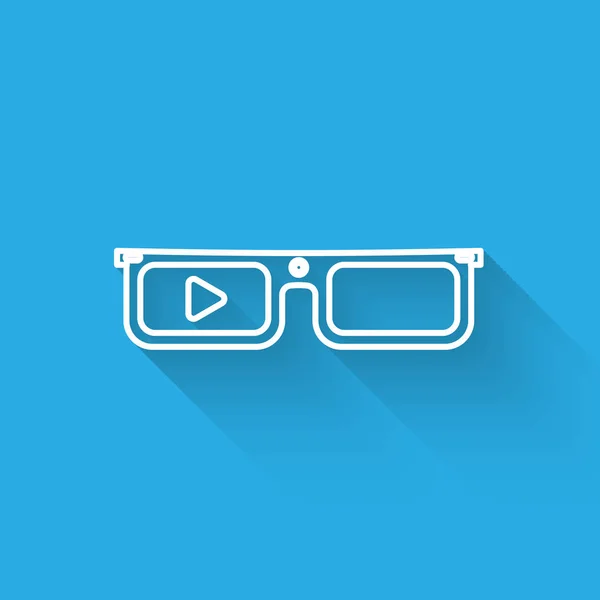 白色智能眼镜安装在与长阴影隔离的眼镜线图标上。带摄像头和显示屏的可穿戴电子智能眼镜。矢量插图 — 图库矢量图片