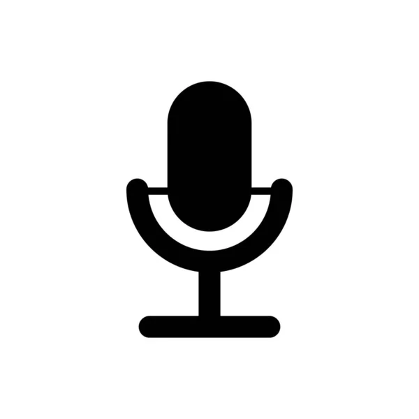 Icono de micrófono negro aislado sobre fondo blanco. En el micrófono de radio de aire. Firma del portavoz. Ilustración vectorial — Vector de stock