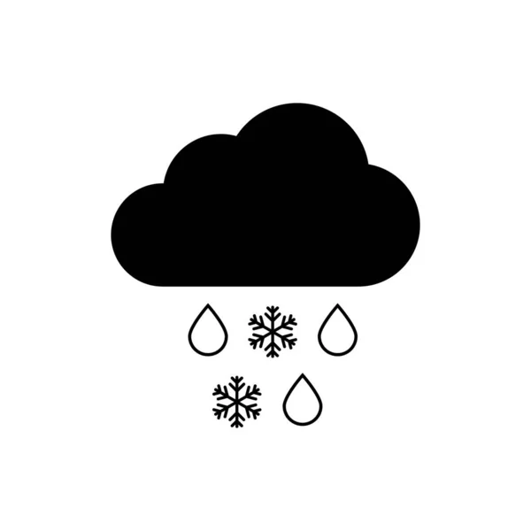 Μαύρο σύννεφο με το εικονίδιο χιονιού και βροχής απομονώνεται σε λευκό φόντο. Εικονίδιο καιρού. Απεικόνιση διανυσματικών φορέων — Διανυσματικό Αρχείο
