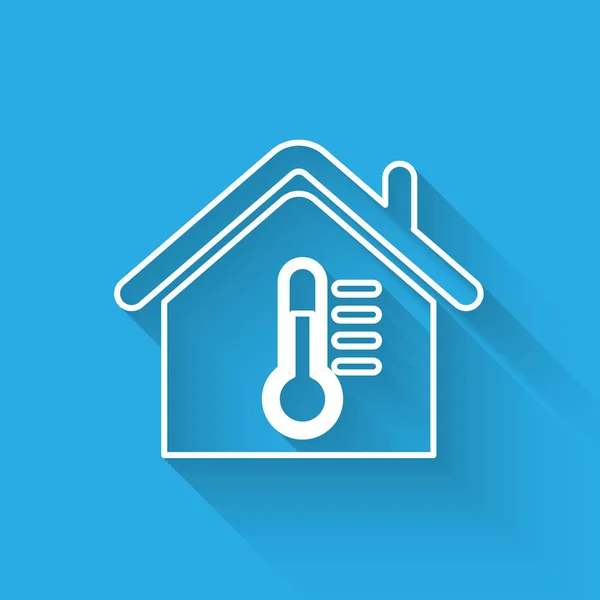 Weißes Haus Temperaturleiste Symbol isoliert mit langem Schatten. Thermometer-Symbol. Vektorillustration — Stockvektor