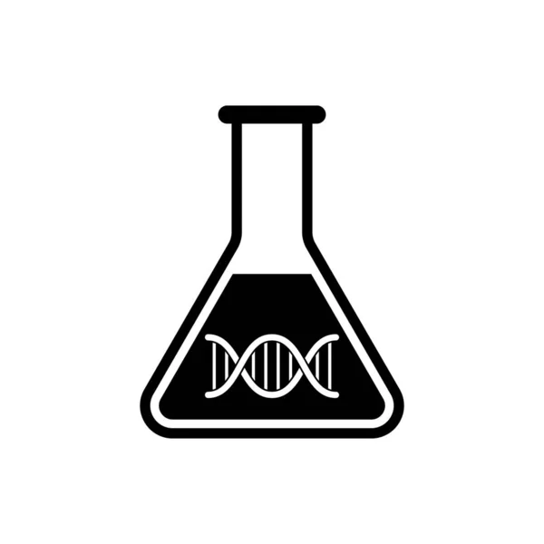 Fekete DNS kutatás, a keresőikon elszigetelt. Géntechnológia, genetika, klónozás, apasági vizsgálat. Vektoros illusztráció — Stock Vector