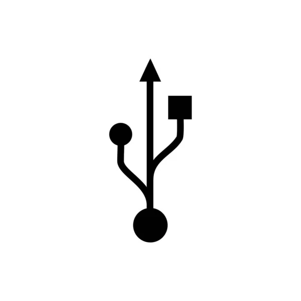 Чорний символ USB ізольовано на білому тлі. Векторна ілюстрація — стоковий вектор