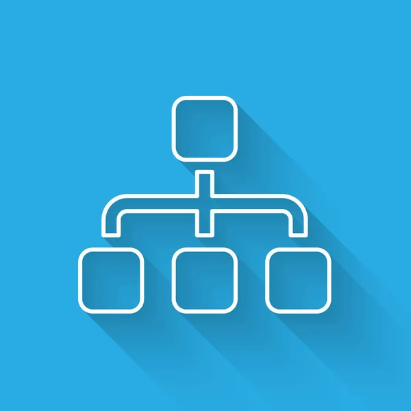 Hvit Business hierarki organogram diagram infographics ikon isolert med lang skygge. Grafiske elementer i organisasjonsstruktur. Vektorbelysning – stockvektor