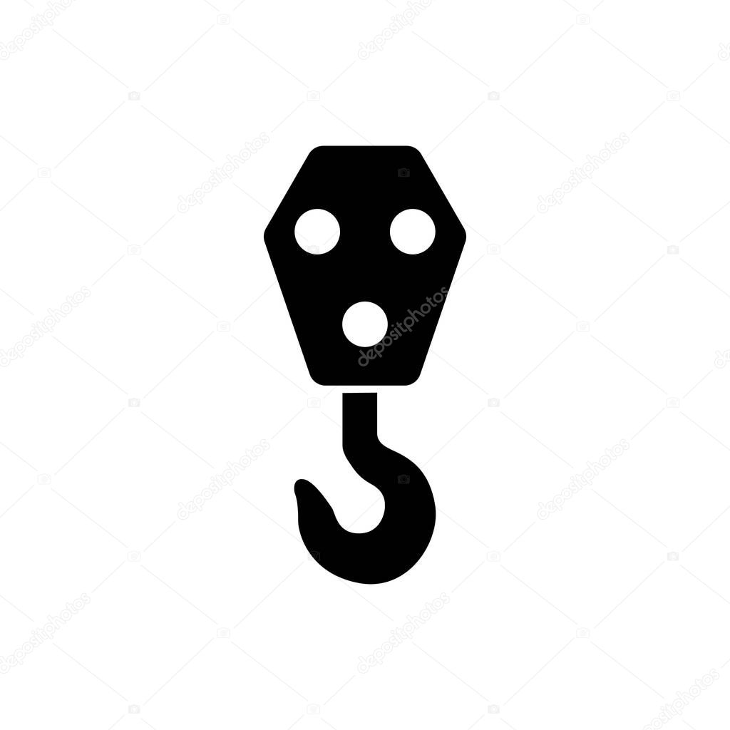 Black Industrial hook icon isolated on white background. Crane hook icon. Vector Illustration