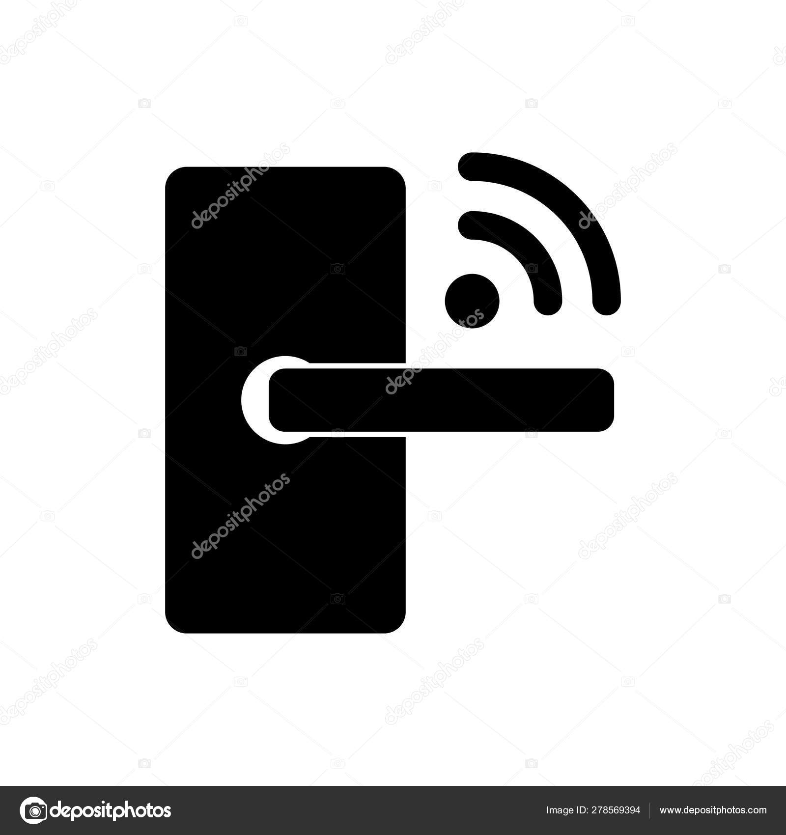Black Digital Door Lock With Wireless Technology For Unlock Icon