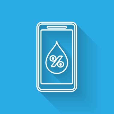 Uzun gölge ile izole akıllı ev hattı simgesi için Beyaz Nem. Hava ve meteoroloji, termometre sembolü. Vektör İllüstrasyonu