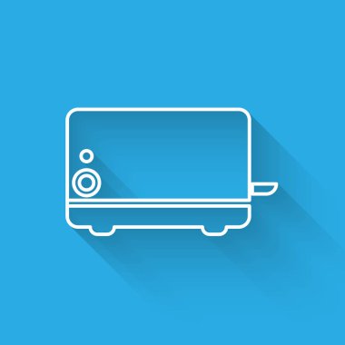 Beyaz Tost Makinesi çizgi simgesi uzun gölge ile izole. Vektör İllüstrasyonu