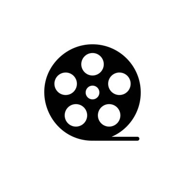 Siyah Film makara simgesi beyaz arka plan üzerinde izole. Vektör İllüstrasyonu